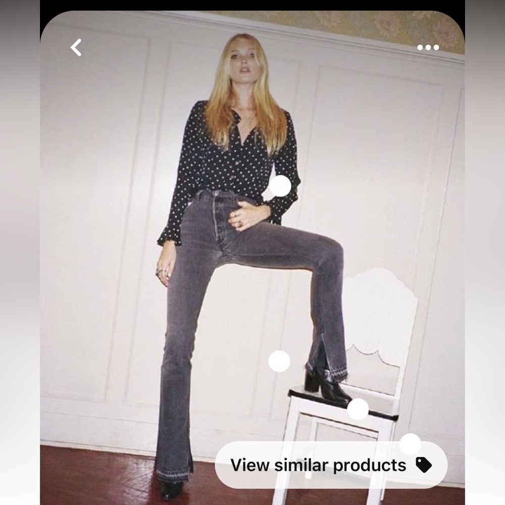 Redone originals Jane Birkin Elsa dark wash boot cut split denim jeans 25